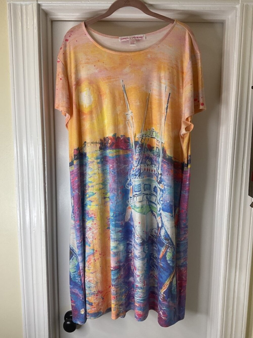 Leoma Lovegrove Shirt Dress Size XXL Yacht Club Resort Wear Wearable Art